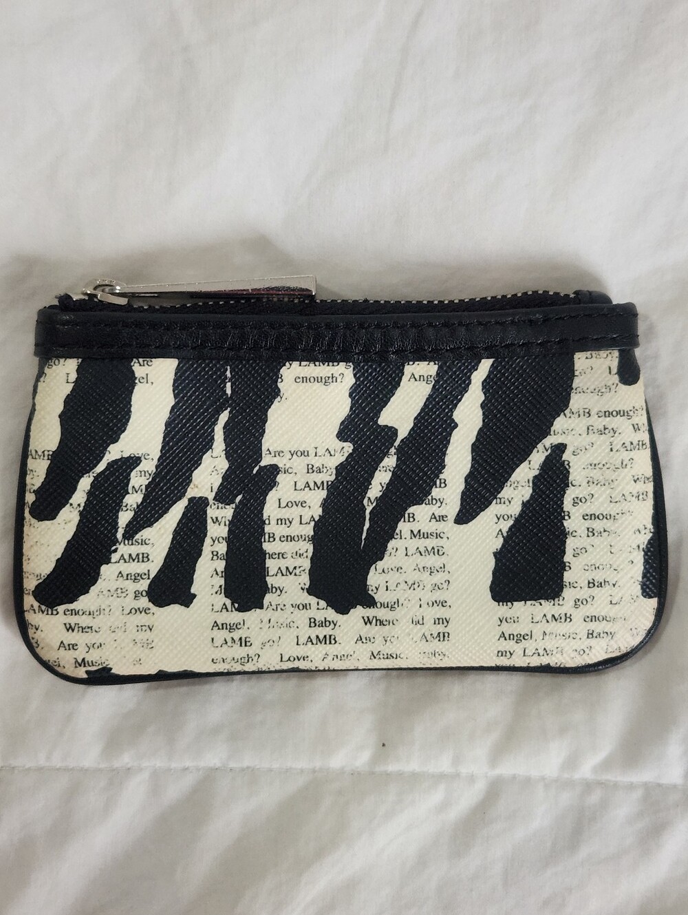 l.a.m.b. gwen stefani Wallet Change Purse Zebra Newspaper